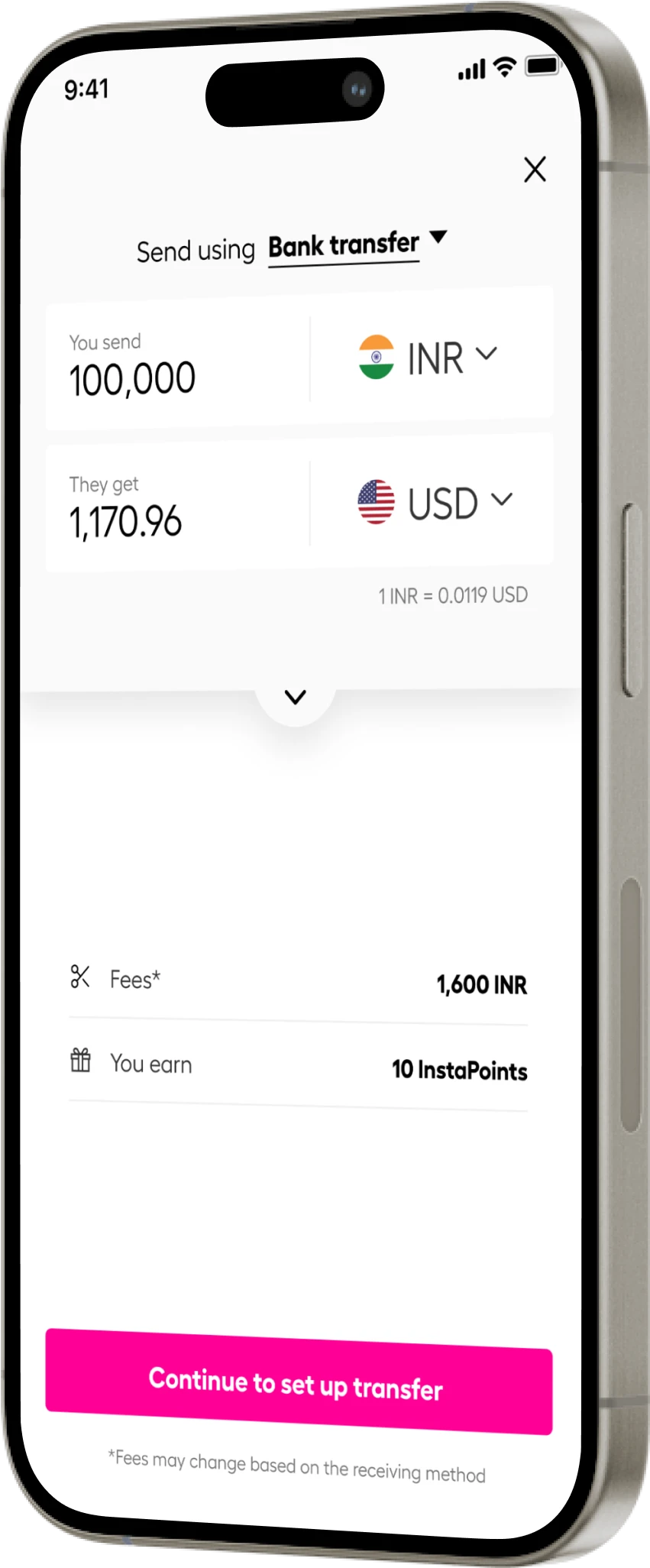 sending money from Singapore to other countries app screenshot