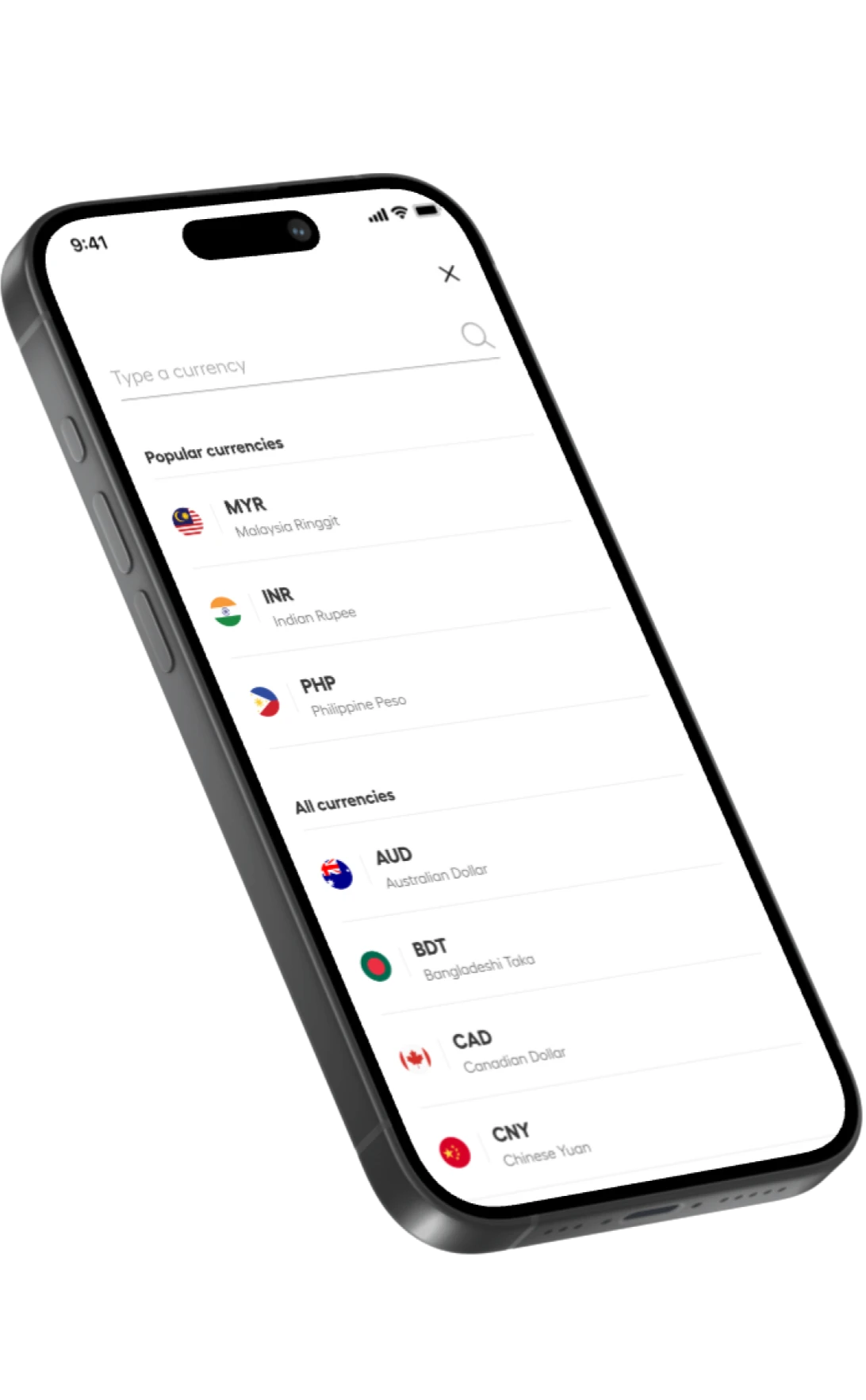 Instarem SG currency list
